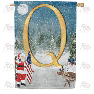 Merry Christmas USA Double Sided Monogram House Flag