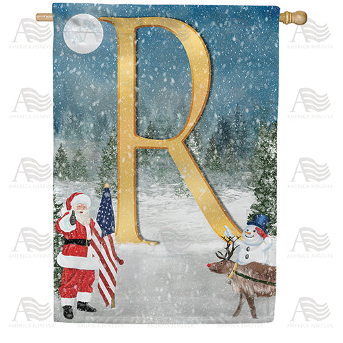 Merry Christmas USA Double Sided Monogram House Flag