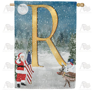 Merry Christmas USA Double Sided Monogram House Flag