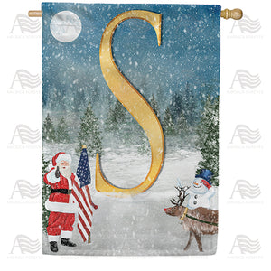 Merry Christmas USA Double Sided Monogram House Flag