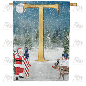 Merry Christmas USA Double Sided Monogram House Flag