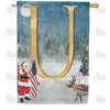 Merry Christmas USA Double Sided Monogram House Flag