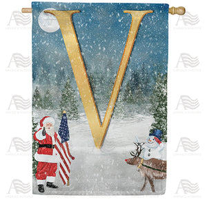 Merry Christmas USA Double Sided Monogram House Flag