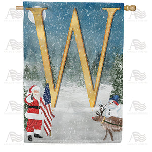 Merry Christmas USA Double Sided Monogram House Flag