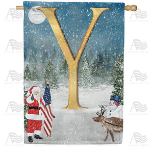 Merry Christmas USA Double Sided Monogram House Flag