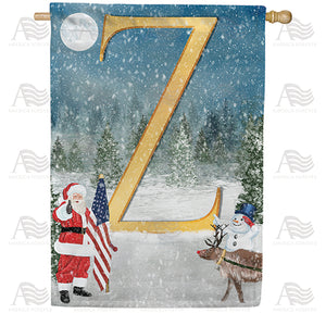 Merry Christmas USA Double Sided Monogram House Flag