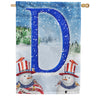 Uncle Snowman Double Sided Monogram House Flag