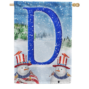 Uncle Snowman Double Sided Monogram House Flag