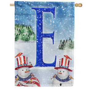 Uncle Snowman Double Sided Monogram House Flag