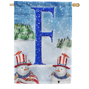 Uncle Snowman Double Sided Monogram House Flag