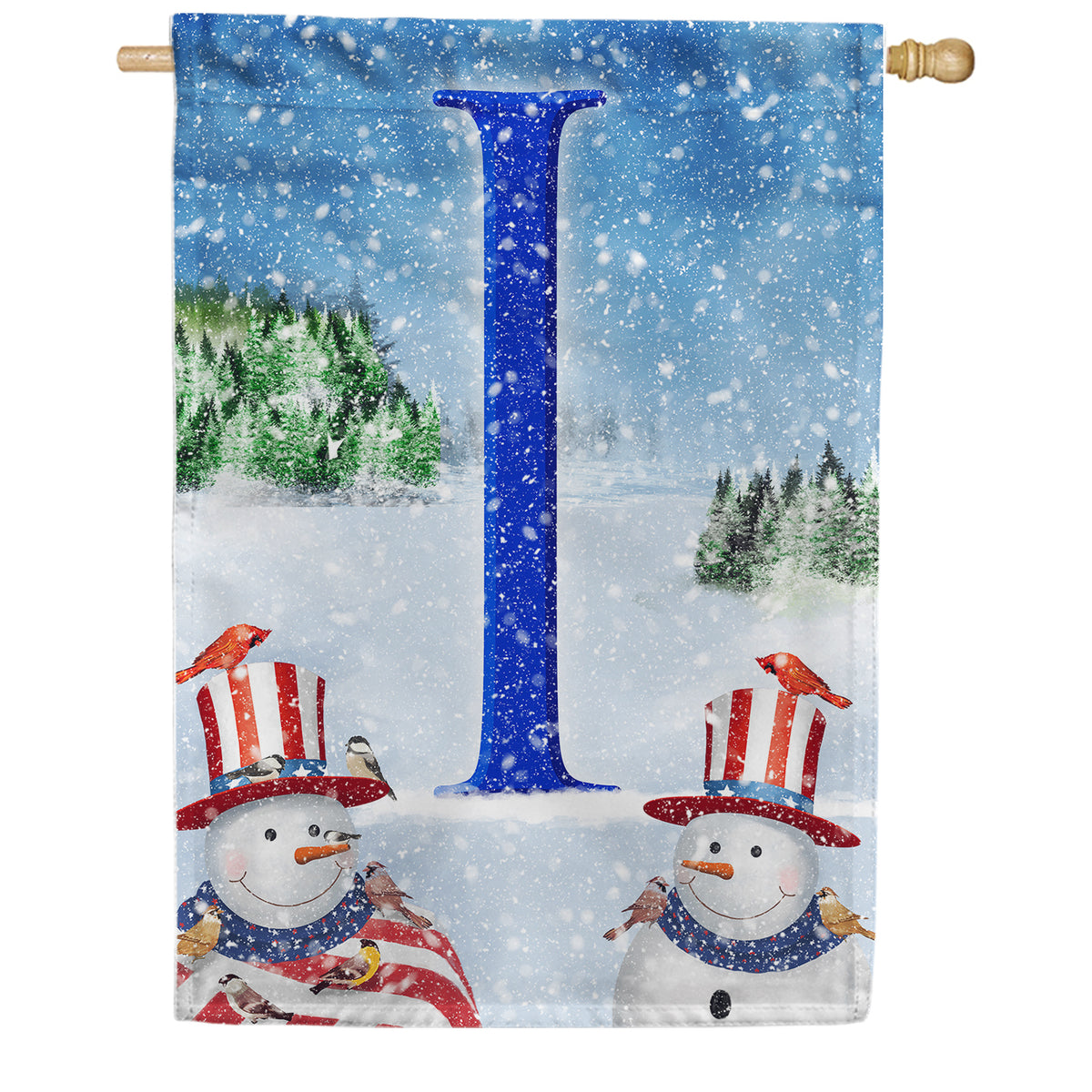 Uncle Snowman Double Sided Monogram House Flag