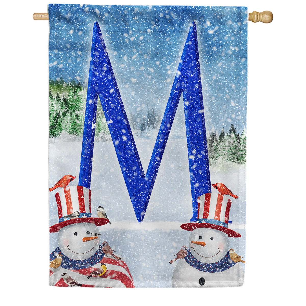Uncle Snowman Double Sided Monogram House Flag