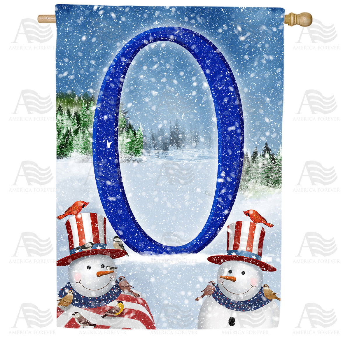Uncle Snowman Double Sided Monogram House Flag
