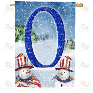 Uncle Snowman Double Sided Monogram House Flag