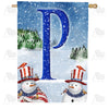 Uncle Snowman Double Sided Monogram House Flag