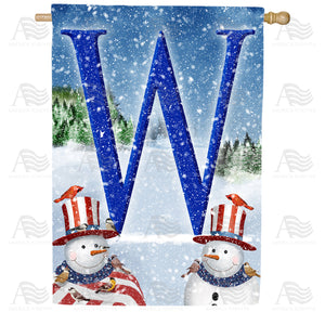 Uncle Snowman Double Sided Monogram House Flag
