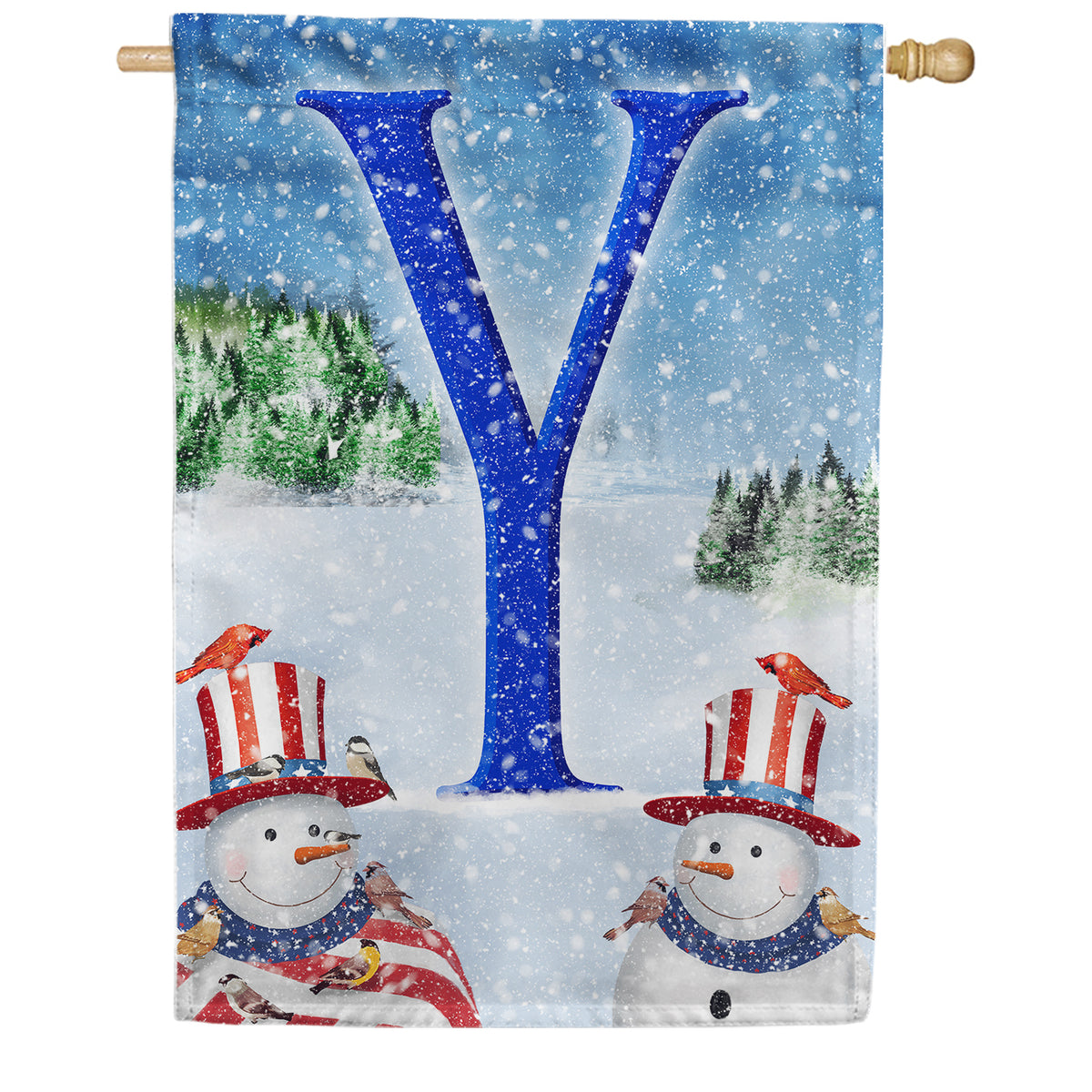 Uncle Snowman Double Sided Monogram House Flag