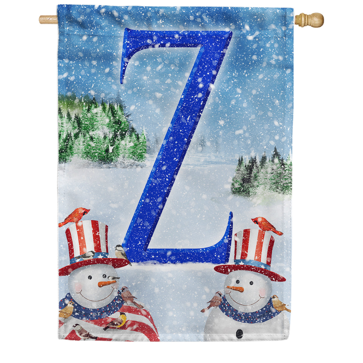 Uncle Snowman Double Sided Monogram House Flag