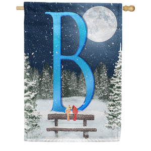 Winter Moon Double Sided Monogram House Flag
