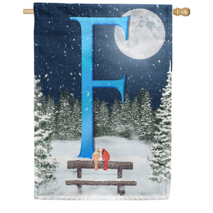 Winter Moon Double Sided Monogram House Flag