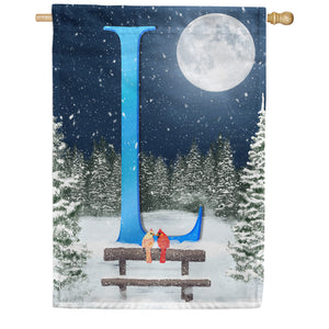 Winter Moon Double Sided Monogram House Flag