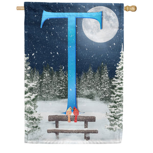 Winter Moon Double Sided Monogram House Flag