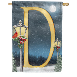 Winter Lamp Warmth Double Sided Monogram House Flag