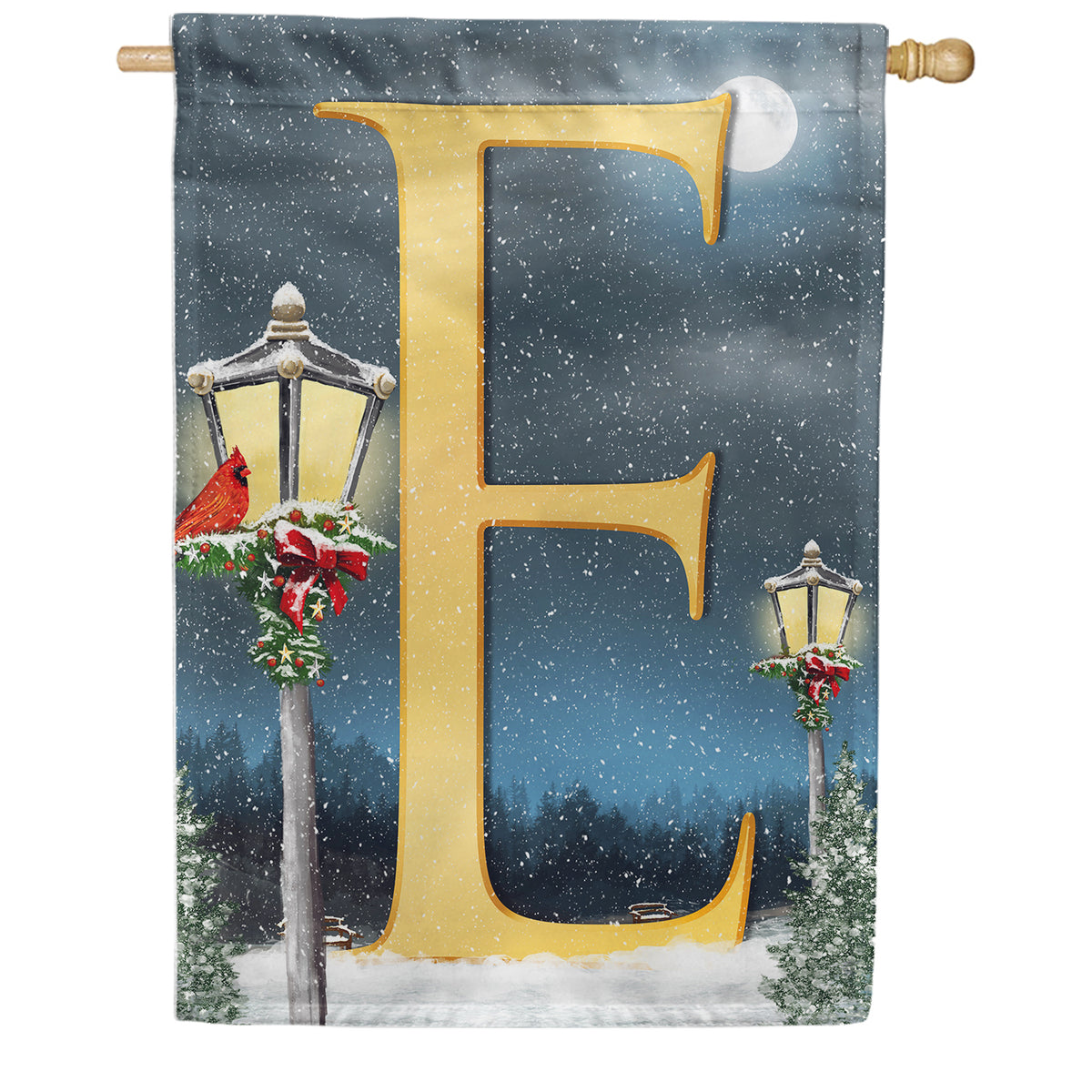 Winter Lamp Warmth Double Sided Monogram House Flag