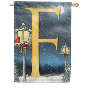 Winter Lamp Warmth Double Sided Monogram House Flag