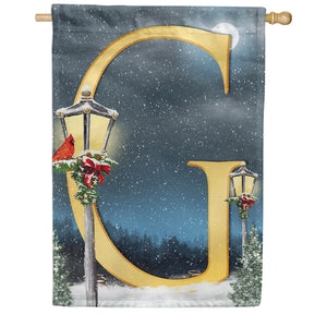 Winter Lamp Warmth Double Sided Monogram House Flag