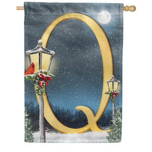 Winter Lamp Warmth Double Sided Monogram House Flag