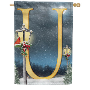 Winter Lamp Warmth Double Sided Monogram House Flag