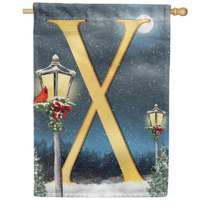 Winter Lamp Warmth Double Sided Monogram House Flag