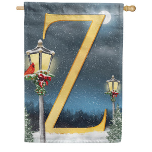 Winter Lamp Warmth Double Sided Monogram House Flag