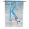 Polar Bear Snow Family Double Sided Monogram House Flag