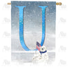 Polar Bear Snow Family Double Sided Monogram House Flag