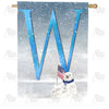 Polar Bear Snow Family Double Sided Monogram House Flag