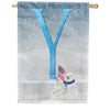 Polar Bear Snow Family Double Sided Monogram House Flag