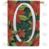 Snowy Poinsettias Double Sided Monogram House Flag