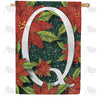 Snowy Poinsettias Double Sided Monogram House Flag