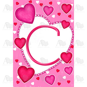 Happy Valentine's Day Hearts Monogram House Flag