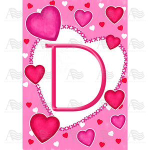Happy Valentine's Day Hearts Monogram House Flag