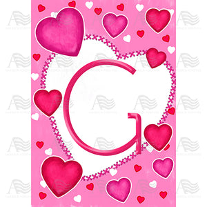 Happy Valentine's Day Hearts Monogram House Flag