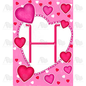 Happy Valentine's Day Hearts Monogram House Flag