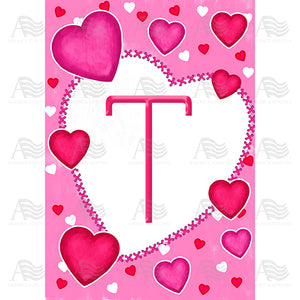 Happy Valentine's Day Hearts Monogram House Flag