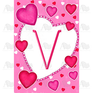 Happy Valentine's Day Hearts Monogram House Flag
