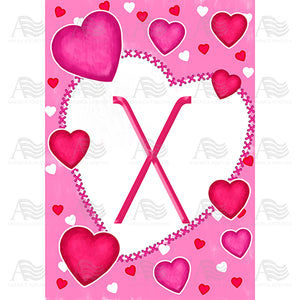 Happy Valentine's Day Hearts Monogram House Flag