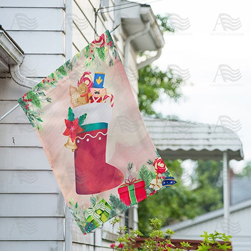 Vintage Stocking Double Sided House Flag