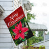 Merry Christmas Poinsettia And Ornaments Double Sided House Flag