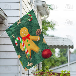 Gingerbread Man Candy Cane Double Sided House Flag